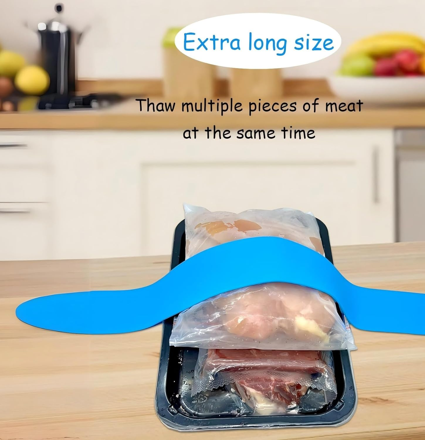 Silicone Thaw Belt for Meat Frozen Food Rapid Defrosting Tray with Suction Straps Claw Holder Blue Pink Kitchen Tool Thaws in Minutes Sink Mat Thawer Plate Faster Defroster Gadgets for Steaks Chicken image number 1