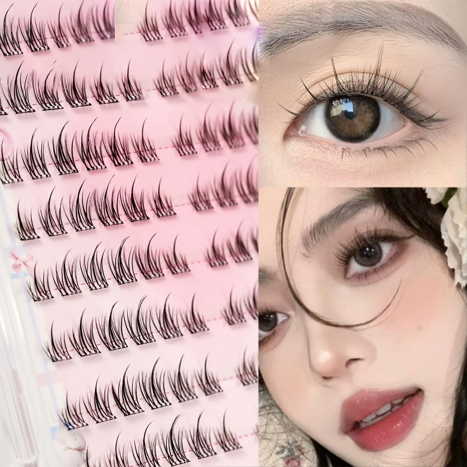 Taoluwin False Lashes, No Glue Eyelash Extensions, 10 Rows 120 Clusters, Natural C-Curve, Easy to Apply, Reusable False Eyelashes for All Makeup Styles image number 5