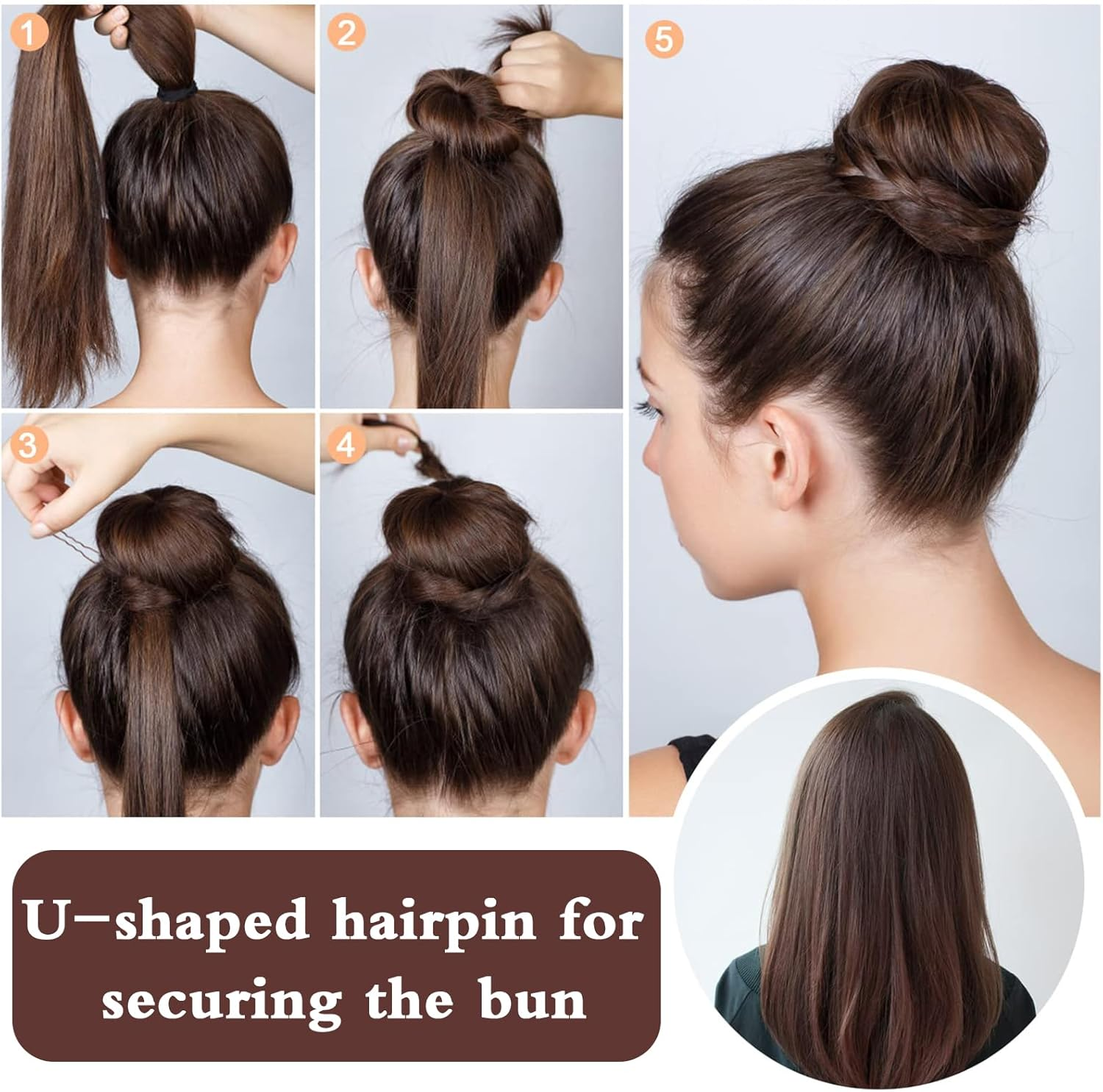 300Pcs Bobby Pins Kit, 100 Hair Grips 100 Rubber Hair Bands for Women, U Shaped Hair Pins Black and Brown Bobby Pin Styling Accessories with Storage Box, 2Inch, 2.36Inch, 2.75Inch image number 2