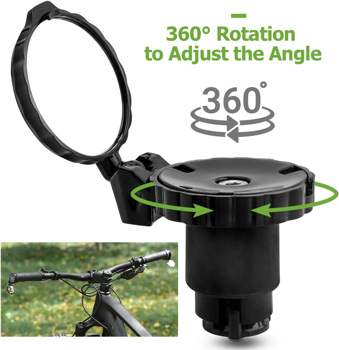 Bestgle 2 Pack Bike Mirrors for Handlebar Ends, Foldable Bicycle Handle Bar Mount Rearview Mirror Adjustable Wide Angle Road Bike Bar End Folding Rear View Convex Mirror Set for Safety Cycling image number 1