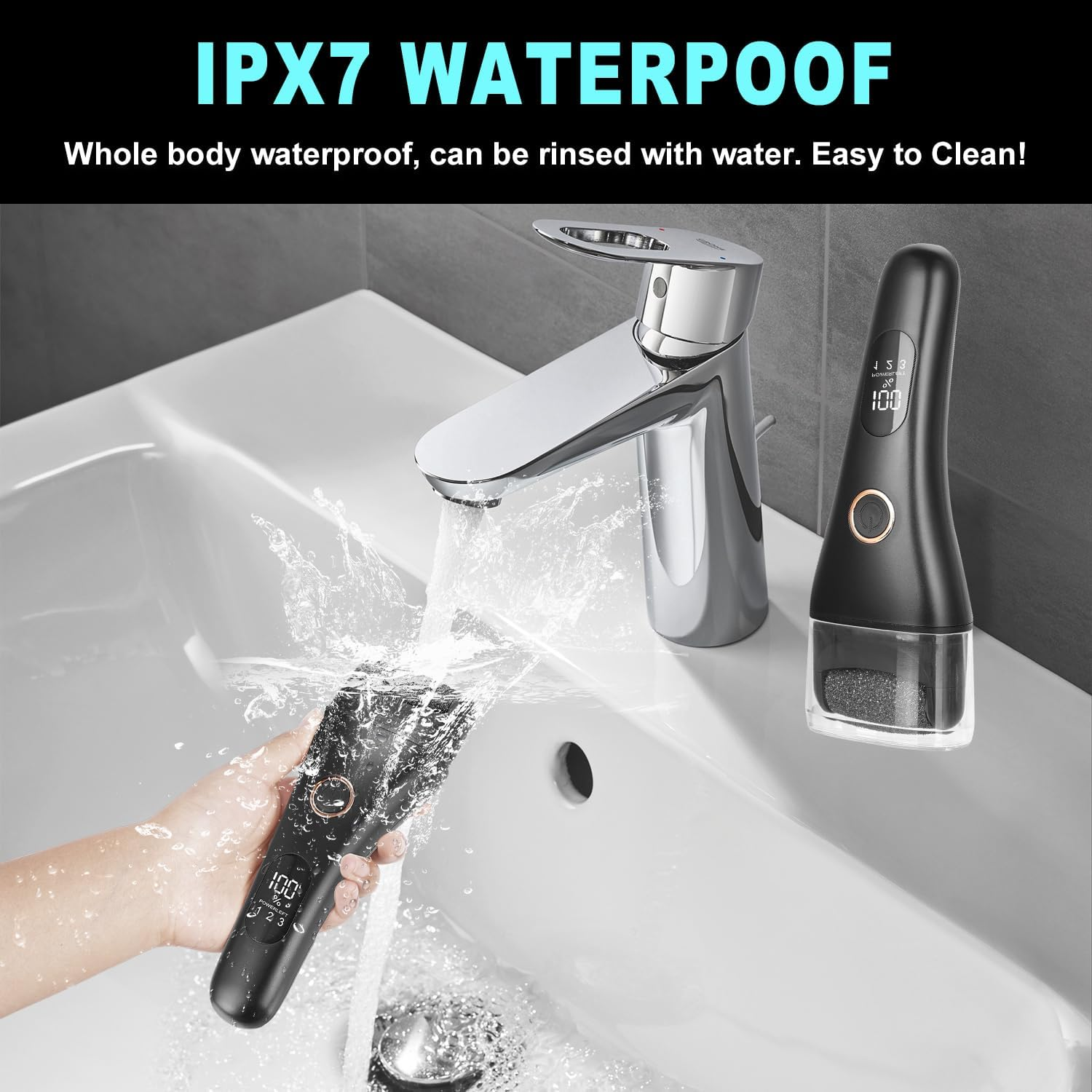 Callus Remover for Feet, Electric Foot Scrubber with Larger Grinder&Lcd Display,3 Speed Foot File Professional Pedicure Tools, Foot SPA to Remove Callus Cracked&Hard Dead Skin - Wet&Dry Using image number 6