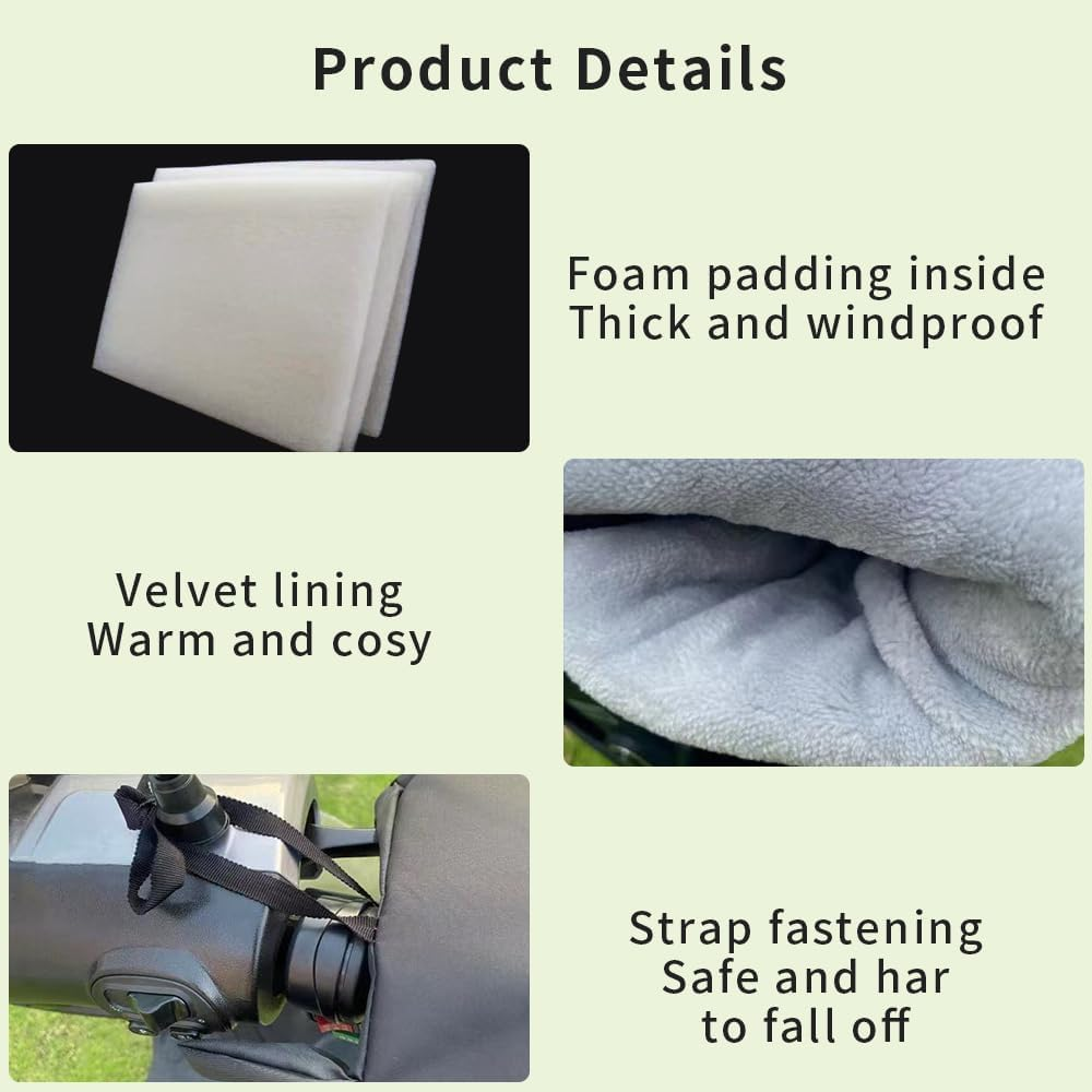 B-Qtech Winter Scooter Gloves, Motorcycle Hand Warmers, Winter Thickened Plush Handlebar Cover, Waterproof & Windproof Warm Gloves with Reflective Stripes image number 4