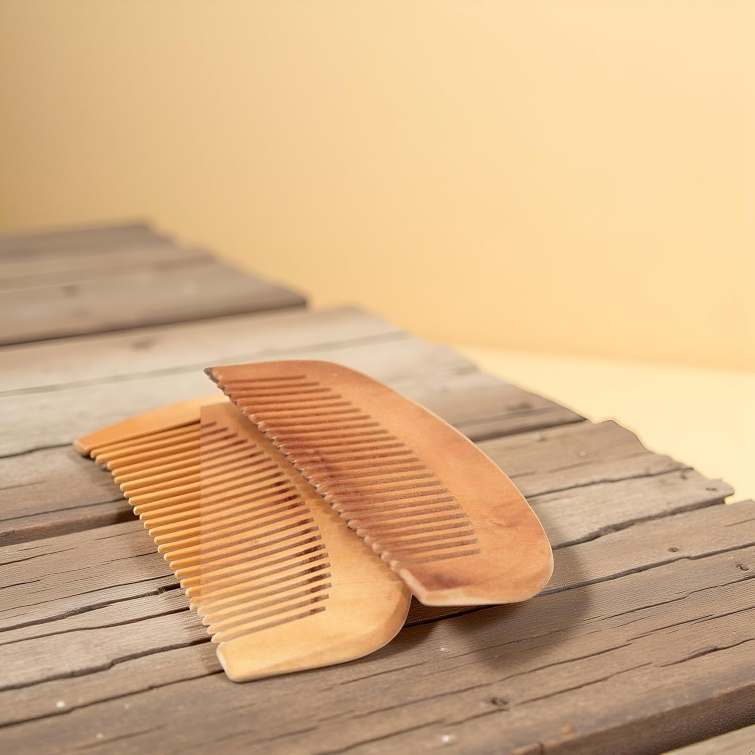 2 Pcs Peach Wood Wooden Comb Anti-Static Comb Close Tooth Comb Styling Tools and Appliances Hair Combs image number 5
