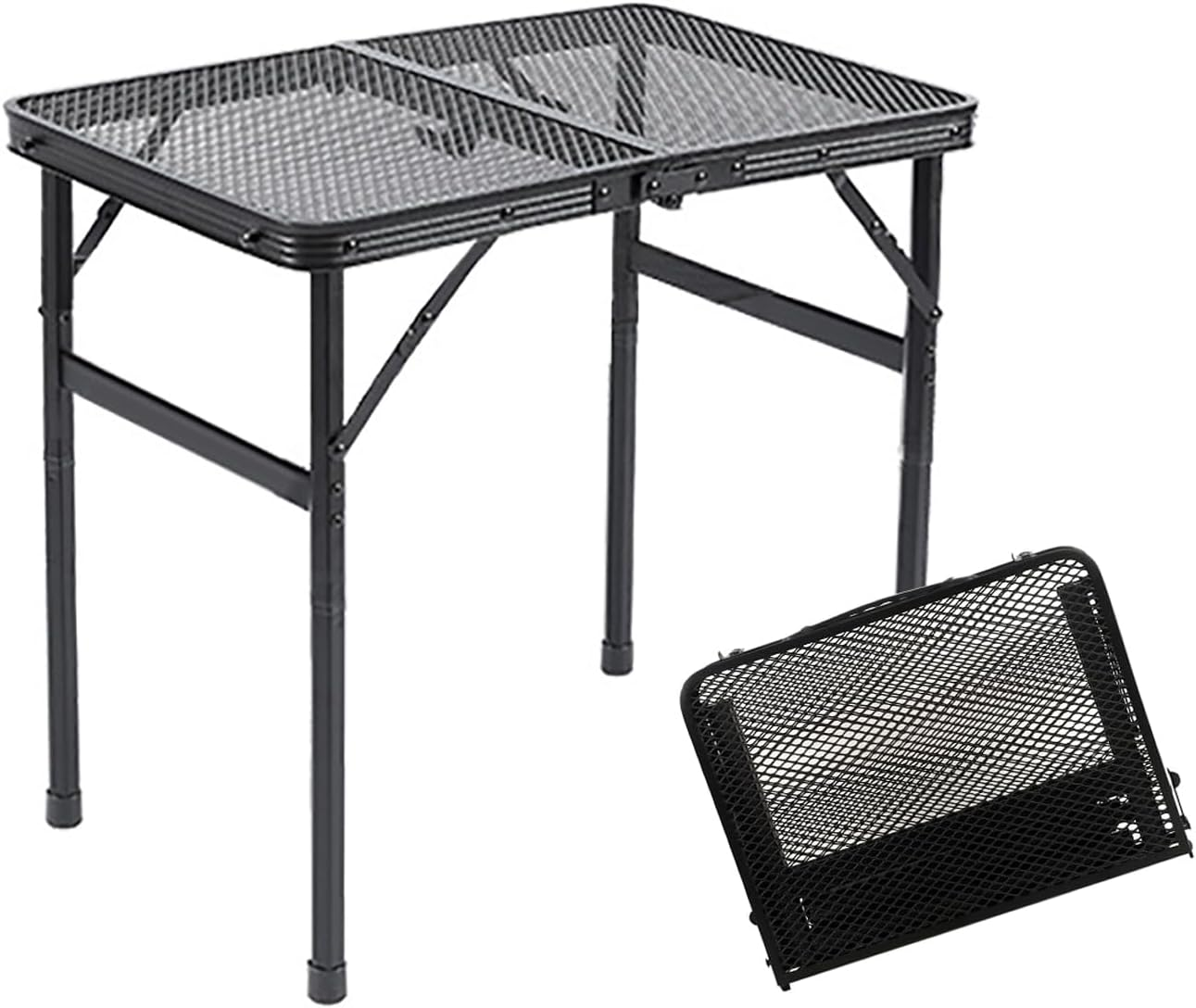 Portable Camping Table Picnic Folding Grill Table: Lightweight Portable Design - Height Adjustable, 60X40X27/56 CM for Outdoor Camping and BBQ (Black) image number 6