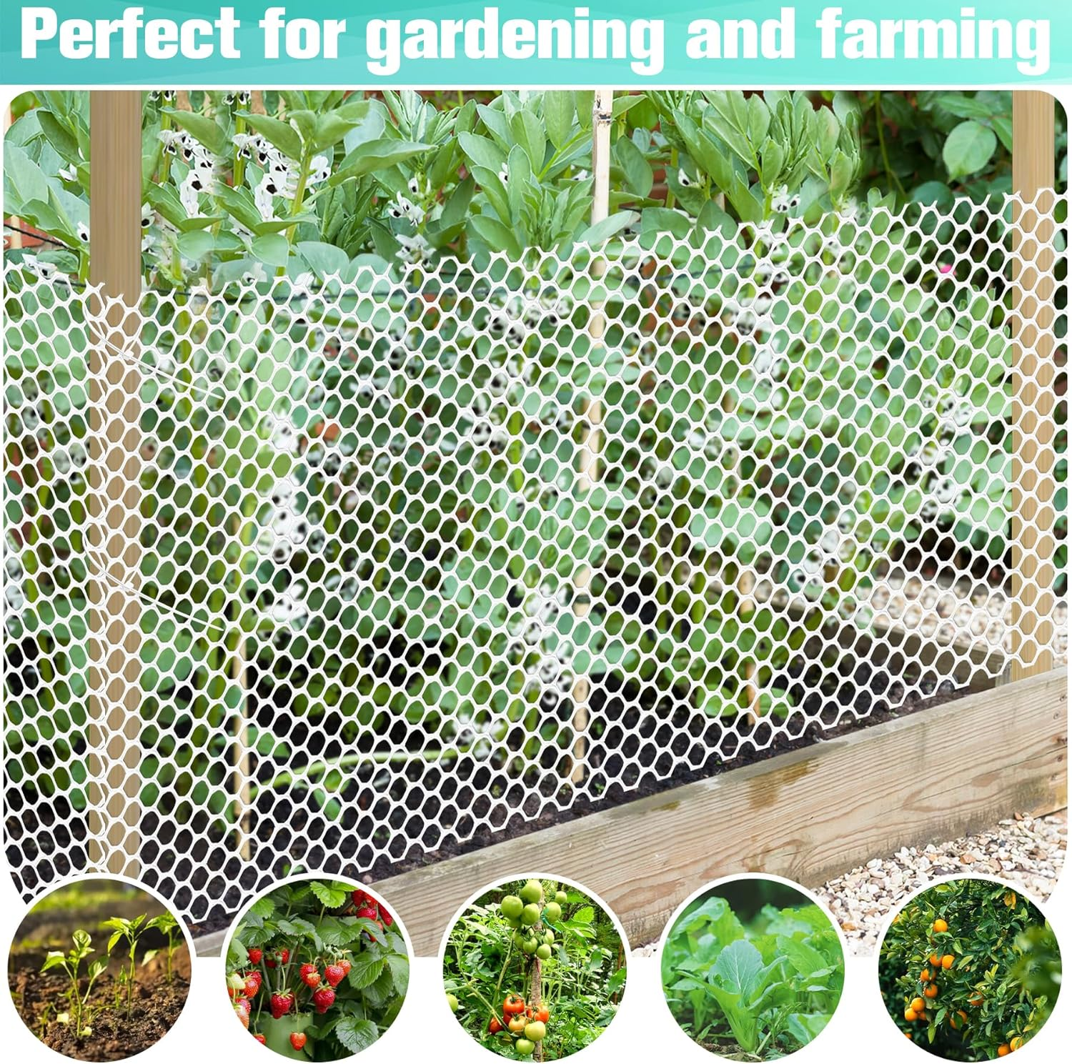 Plastic Chicken Wire Mesh Fence (White, 15.7IN X 10FT) image number 1