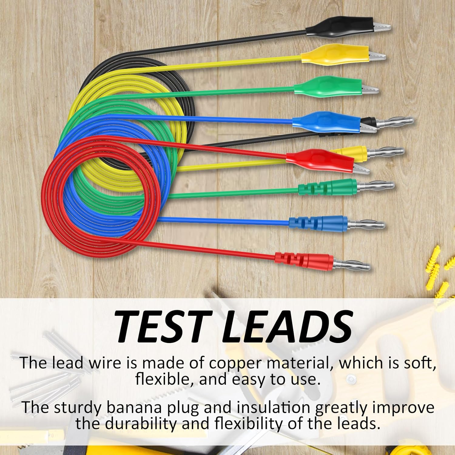 35Pcs Back Probe Kit Portable Banana Plug to Alligator Clip Copper Test Lead Kit with Wire Piercing Probe and Alligator Clip Back Probe Pin with 3 Angles for Automotive(Colour) image number 3