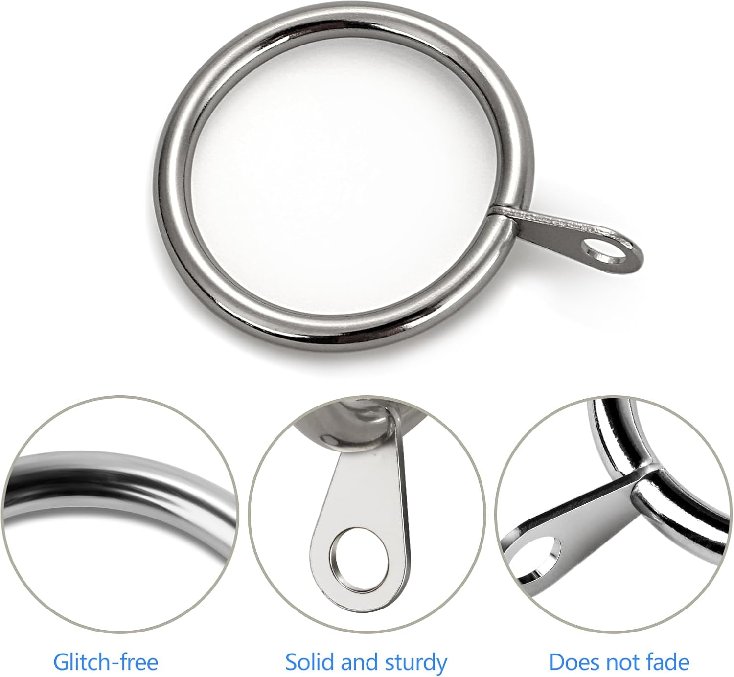 50 Pack Metal Curtain Rings 32Mm Internal Diameter Curtain Pole Rings Silver Hanging Rings for Curtain Poles,Shower Curtains Rods and Drapery image number 6