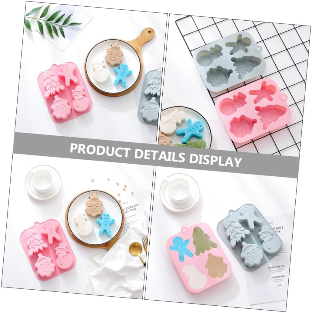 Yardwe 2Pcs Non-Stick Christmas Cake Mold Silicone DIY Baking Molds for Kitchen Christmas Decoration image number 2