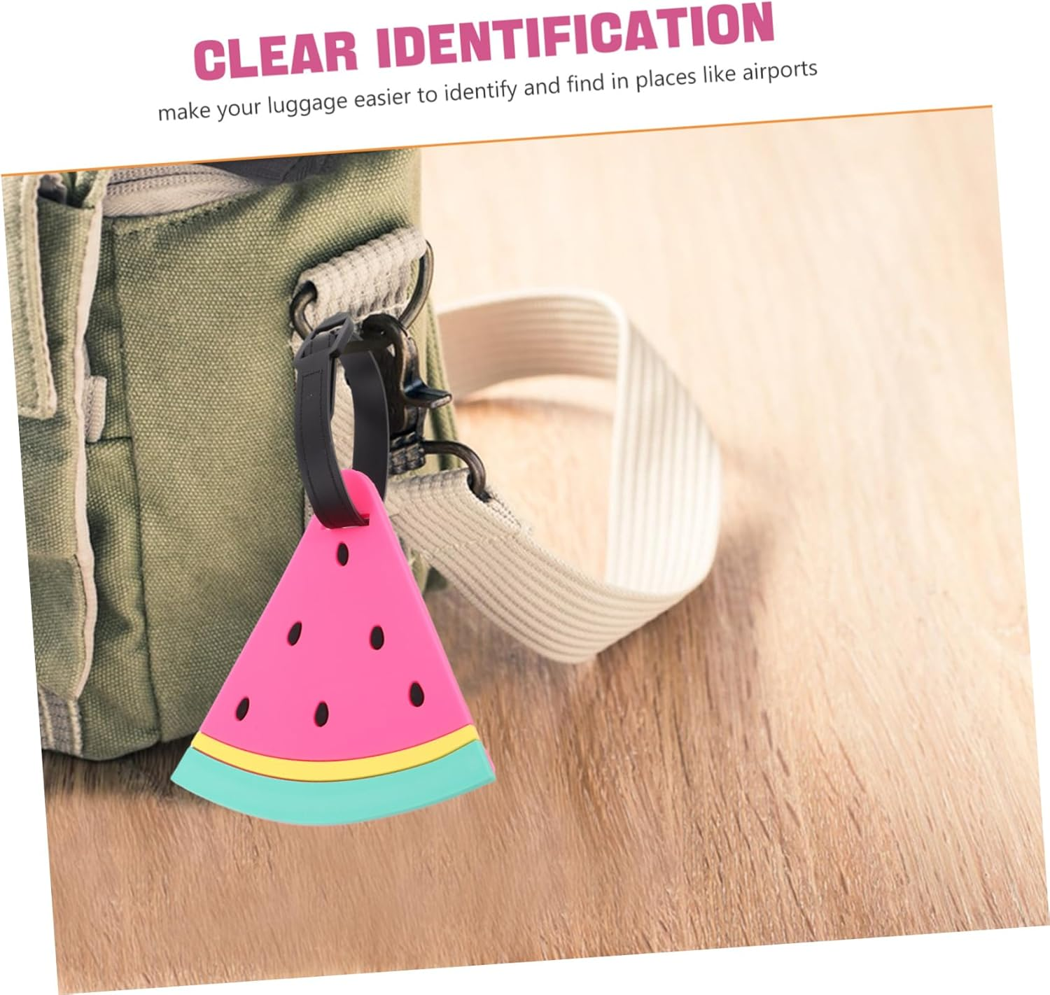 HORIALENCE Watermelon Slice Luggage Tags PVC Travel Labels Cute Summer Baggage Tags for Suitcases Women Boys and Girls Beach Holiday Id Labels image number 1