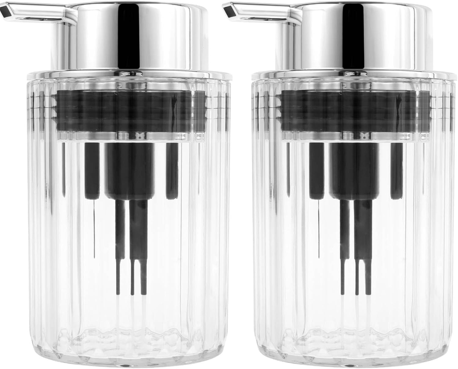 Foaming Soap Dispenser with Pump Refillable Glass Foaming Hand Soap Pump Delicate Foaming Soap Dispenser Clear for Kitchen Bathroom Hand Soap Pump Dispenser for Essential Oil Shampoo (1, Silver)