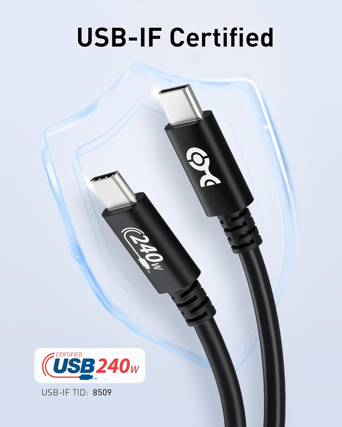Cable Matters [USB-IF Certified] 240W USB C Cable - 1M, up to [240W Charging, 480Mbps], No Video Support, USB C Charger Cable/Usbc Charging Cord for Macbook/Ipad Pro/Xps/Surface Pro, Black image number 3