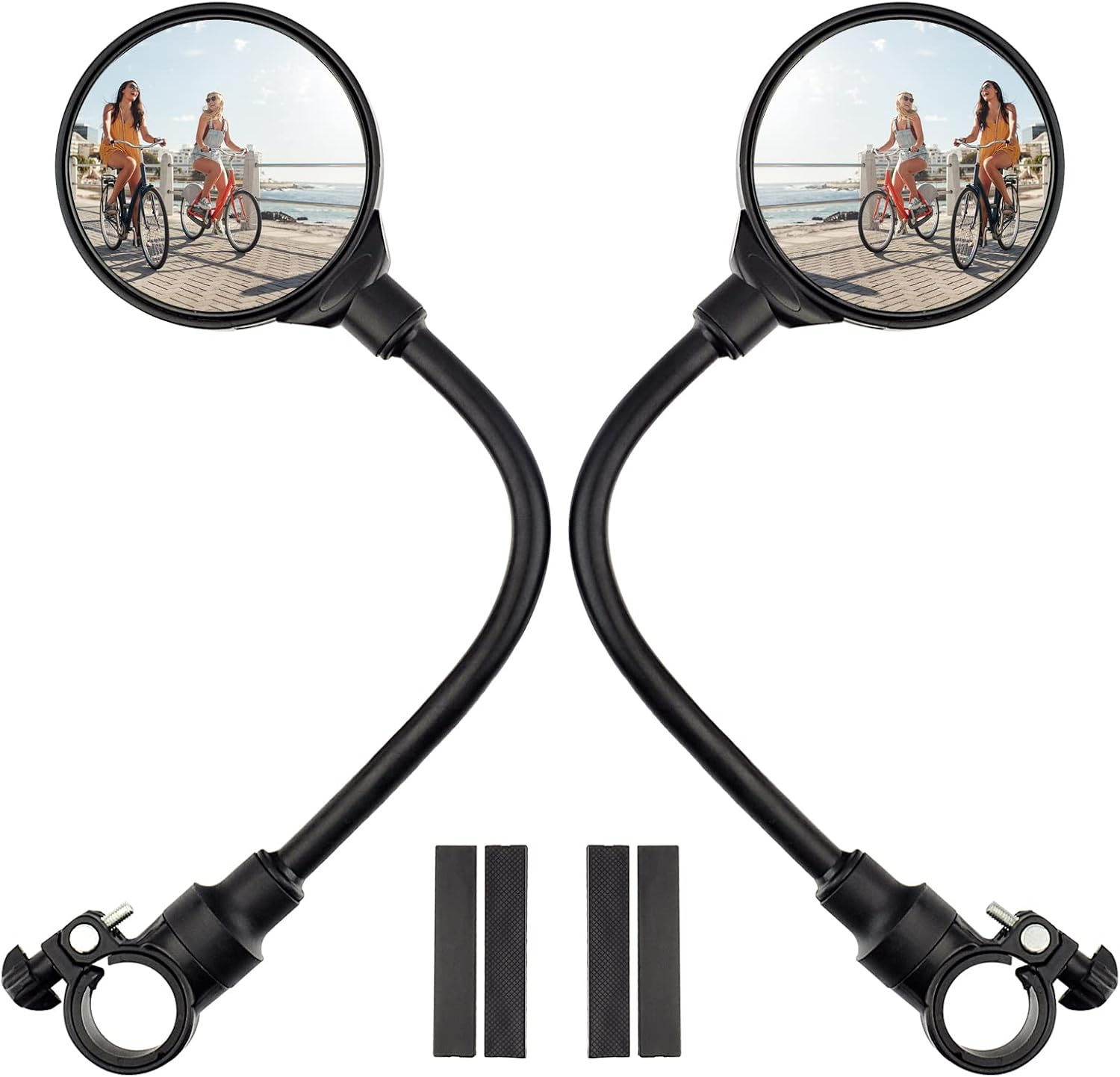 Bike Handlebar Mirror 2 Pack - Rotatable and Adjustable Wide Angle Rear View Shockproof Convex Mirror Universal for Bike Bicycle image number 1