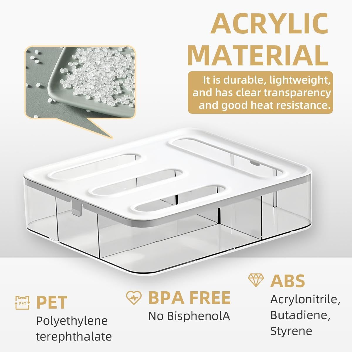 9SHOME Acrylic Ziplock Bag Organiser, Reusable 4 in 1 Storage Bag Organizer, Kitchen Drawer Baggie Box, Food Bag Holder, Complicate with Gallon, Quart, Sandwich, Snack, and Slider Bags image number 2