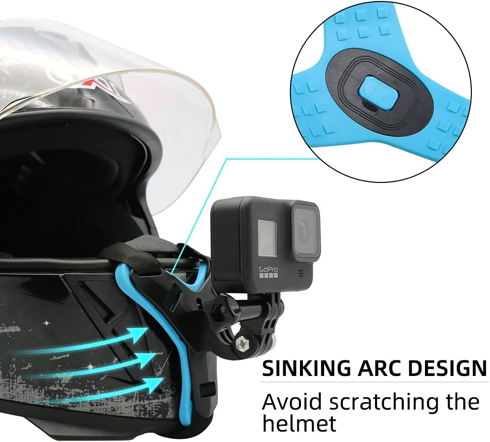 SUREWO Motorcycle Helmet Chin Strap Mount for Gopro Hero 13/12/11/10/9/8/7/(2018)/6/5 Black, DJI Osmo Action 5 Pro/4/3/2, Campark/Yi and More