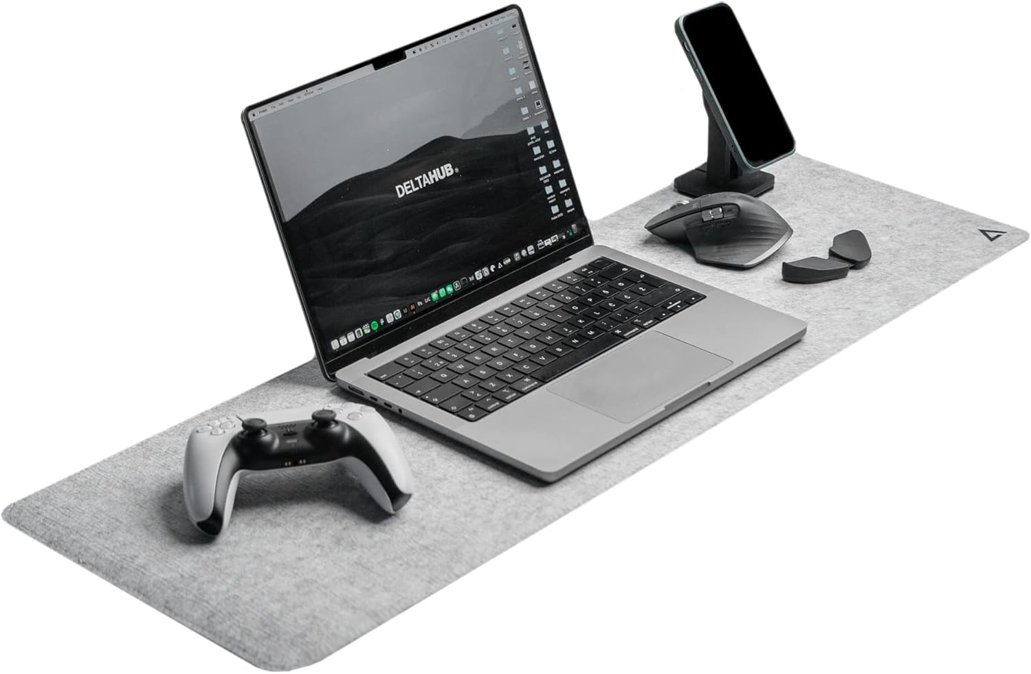 DELTAHUB - Minimalistic Felt Desk Protective Pad, Anti-Fray, Anti-Slip, Easy to Clean, Easy Glide, Long Lasting, Sleek Design, Comfortable, Resistant, Desk Mat, PC, Mac, Laptop - Large (18X32Inch)