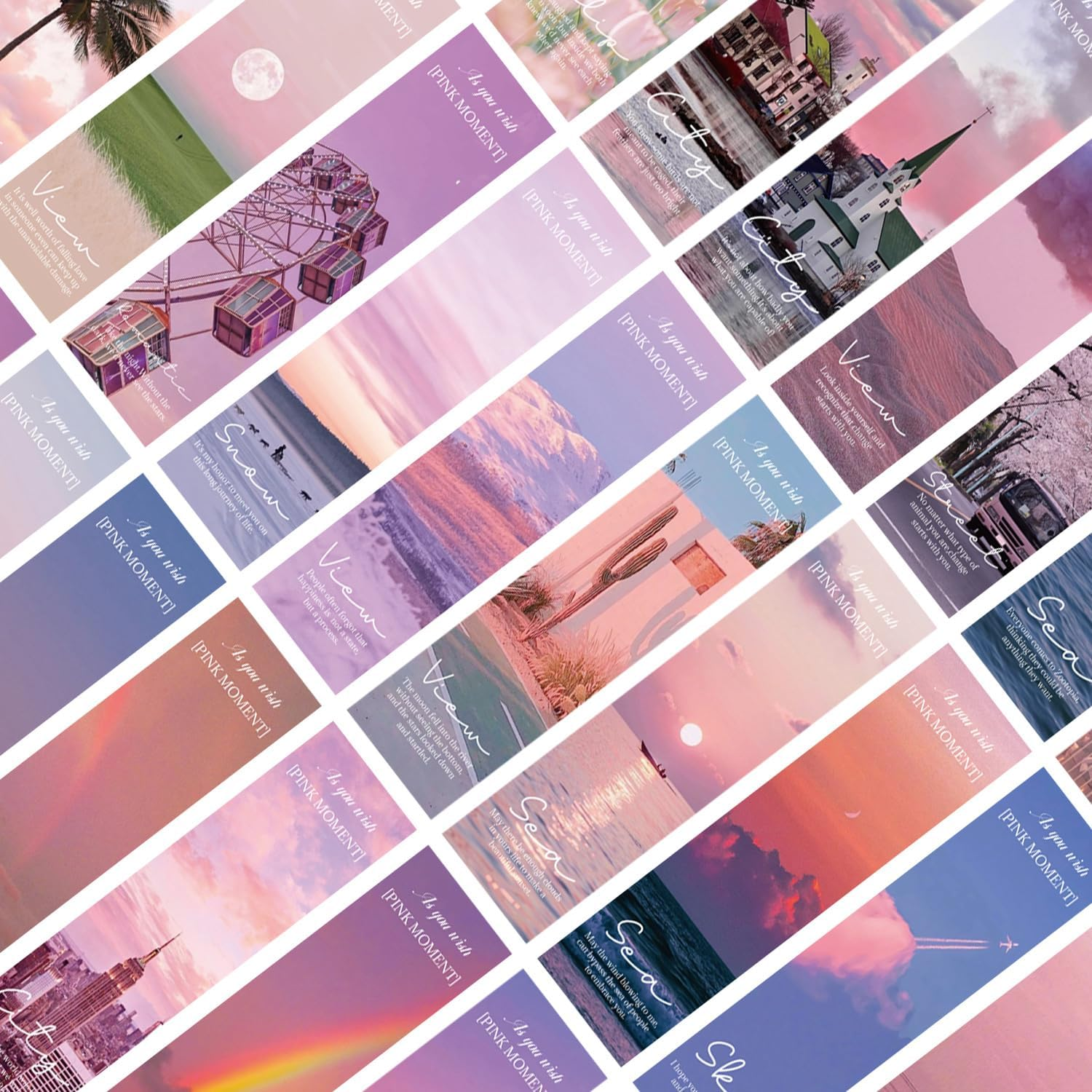 Palumma 30 Pcs Paper Bookmarks 30 Different Styles, Read Cute Book Marks Fashion Style Book Accessories, Natural Style Bookmarks for Book Lovers, Women (Pink) image number 4