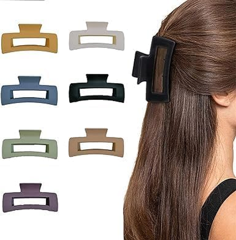 Dark Brown Solid Hair Claws Large Clips Strong Hold Big Claw Barrettes Hair Accessories for Women Girls Thick Thin Long Hair No Slip Square Hairpin Hair Accessories image number 2