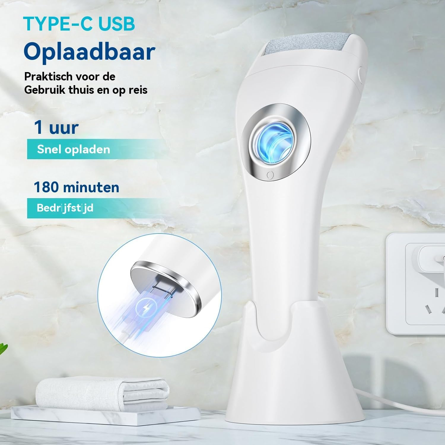 AOMEES Improved Electric Callus Remover, Rechargeable Electric Callus Remover with 3 Speeds, 3 Changing Rollers, IPX7 Waterproof, Foot Care Set for Callus Removal image number 1