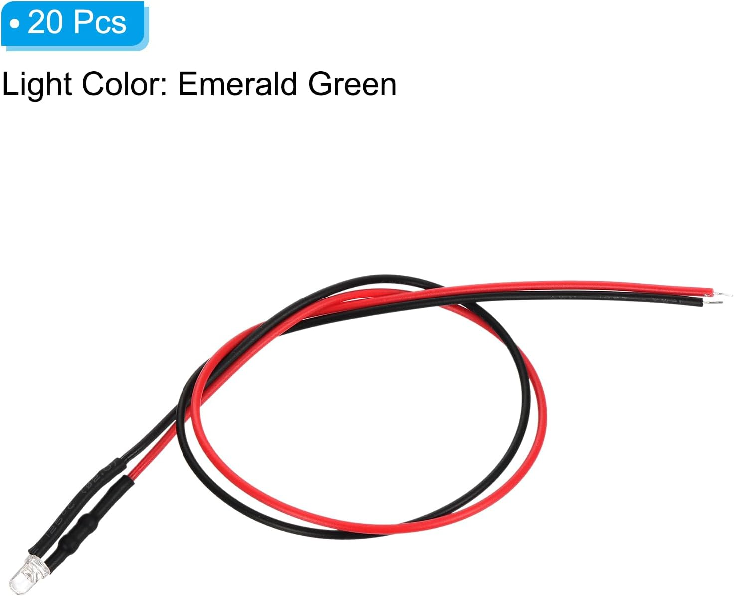 Uxcell 3Mm LED Diode Light, 20 Pcs 3V DC Pre Wired Mini LED Lights Bulb Light-Emitting Lamp for RC DIY Indicator Lighting, Emerald Green Lights