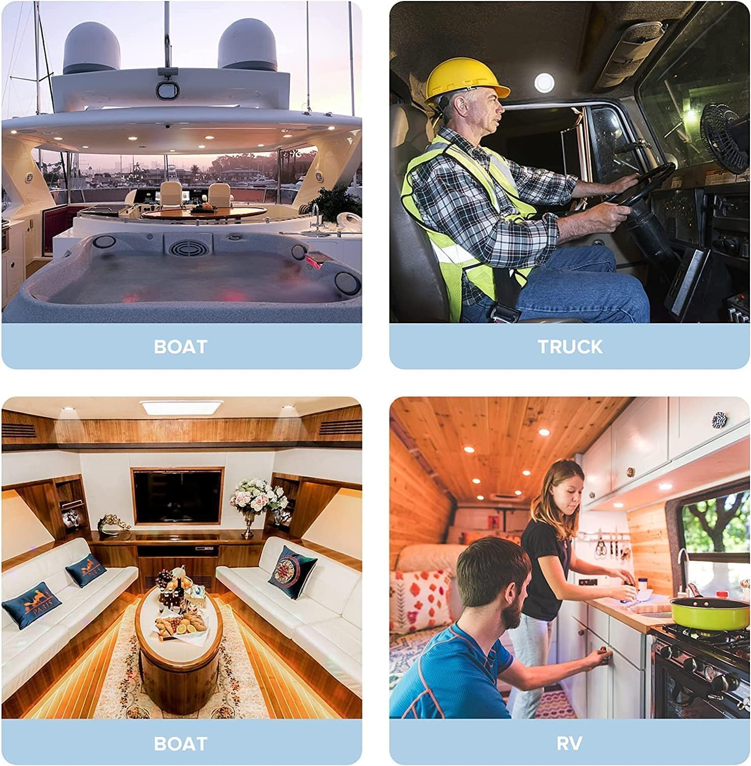 Bluefire RV LED Lights for Motorhome, 300 Lumen RV Interior Lights LED Downlights Recessed Ceiling Lights for Motorhome Boat Van Caravan Kitchen Cabinet(4 Pack, White) image number 5