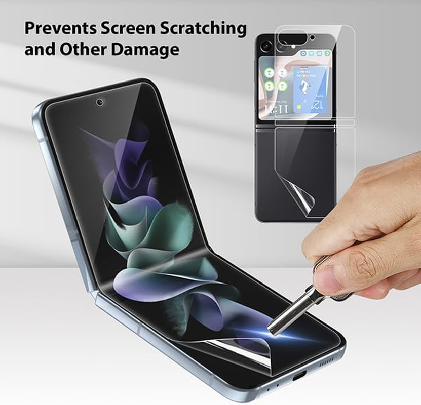 ZUSLAB Screen Protector for Galaxy Z Flip 5 Screen Protector Premium Quality Edge to Edge High Definition Flexible TPU Film for Samsung (2023) (Full Set) image number 6