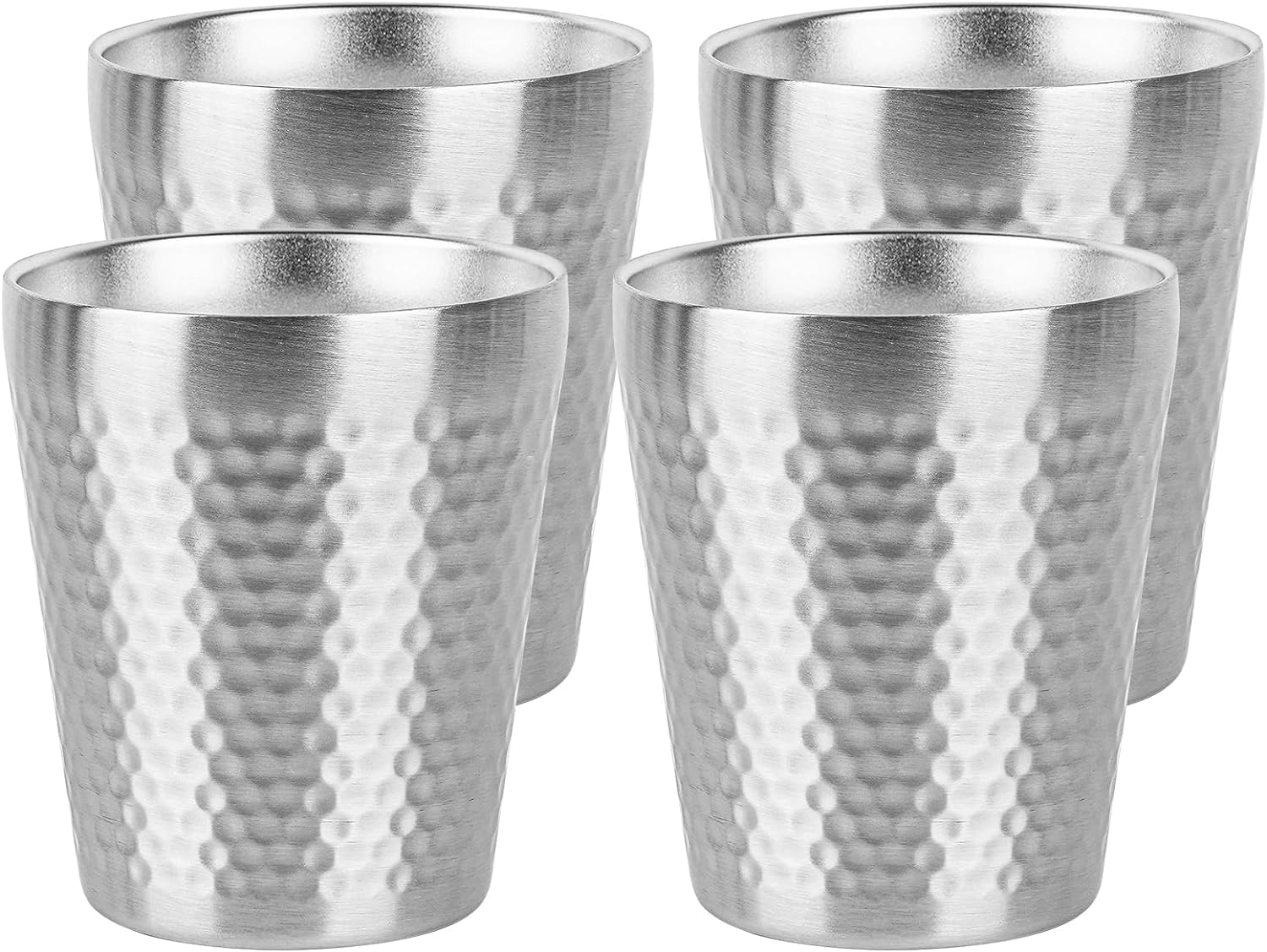4 Pack Stainless Steel Insulated Cup Double Wall, 10 Oz Metal Stackable Water Tumblers, Reusable Drinking Glasses for Home Office Party Outdoor (Silver) image number 3