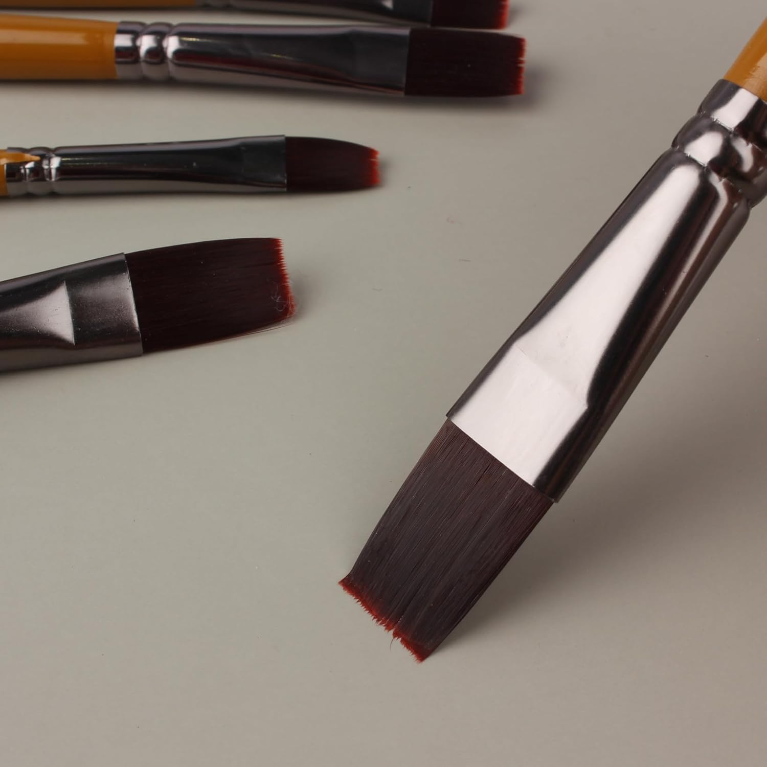 Artist Paint Brushes for Gouache, Poster Colour, Acrylic, Watercolour, Flat, Set of 6 image number 2