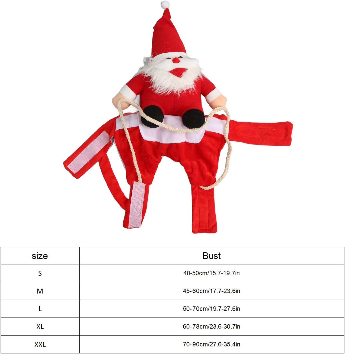 Dog Christmas Coat, Plush Warm Stylish Cute Santa Dog Costume, Adjustable Design Pet Cosplay Costume for Small Medium Large Dogs Cats (XXL) image number 5