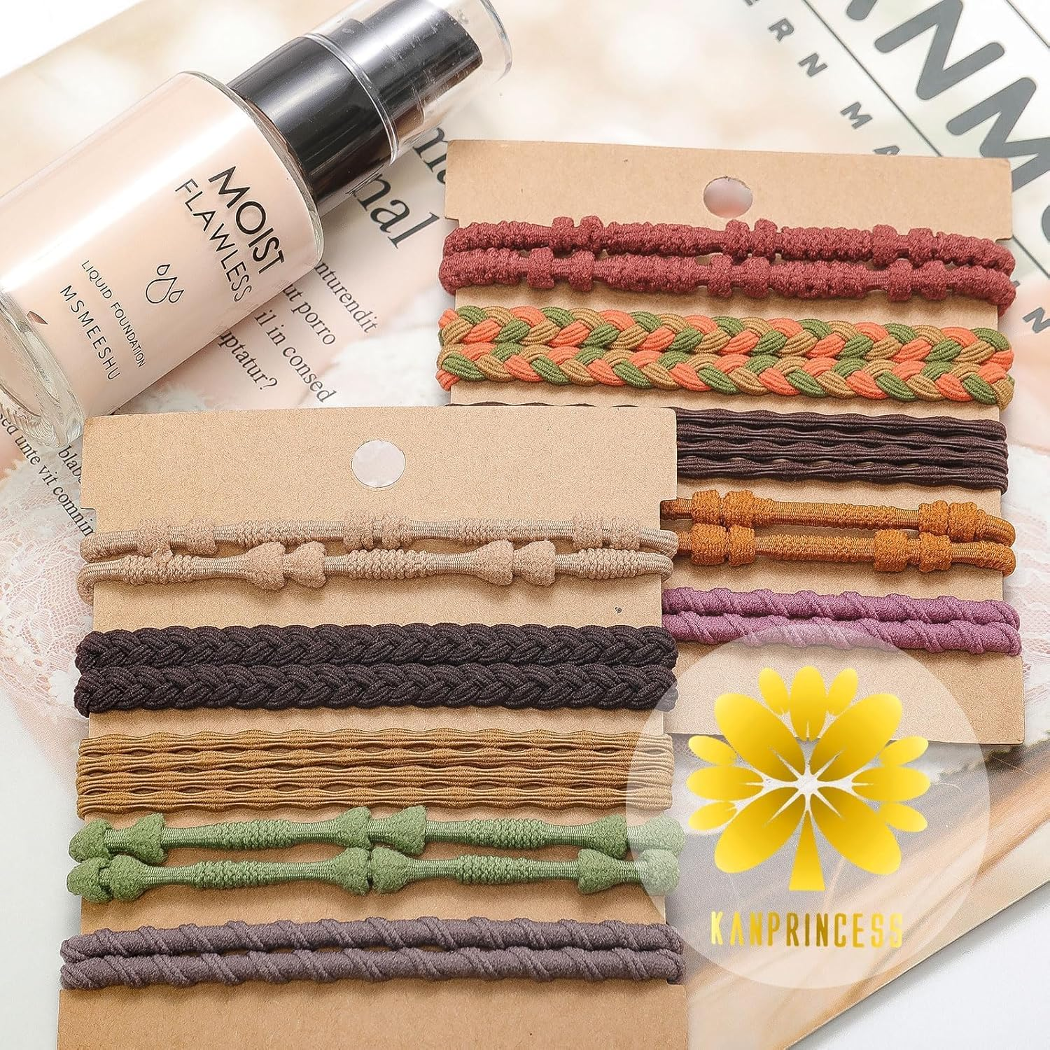 20 Pieces Boho Braided Ties for Girls, Boho Hair Scrunchie Bracelet, Hair Ties Set, Elastic Hair Bobbles for Girls for Thin, Long, Curly, Thick Hair or Pony Tails (10 Colors) image number 4