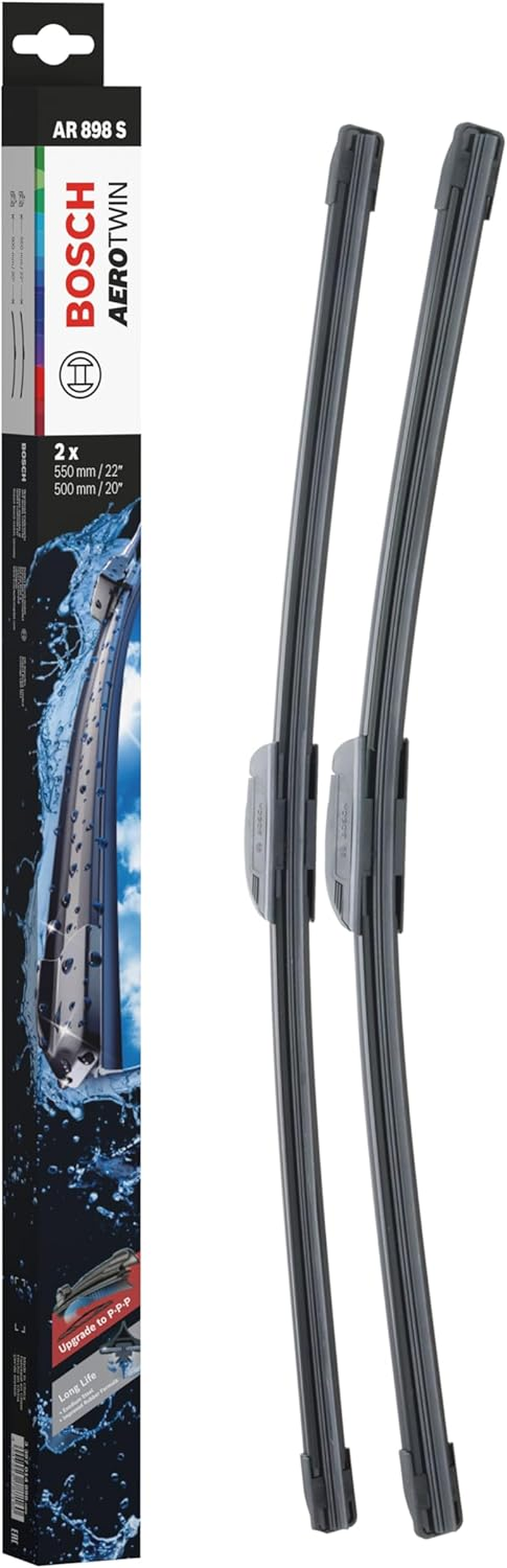 BOSCH Aerotwin Retrofit Wiper Blade Set AR898S - 550Mm & 500Mm for Right-Hand Drive Vehicles with Flat Blade Design