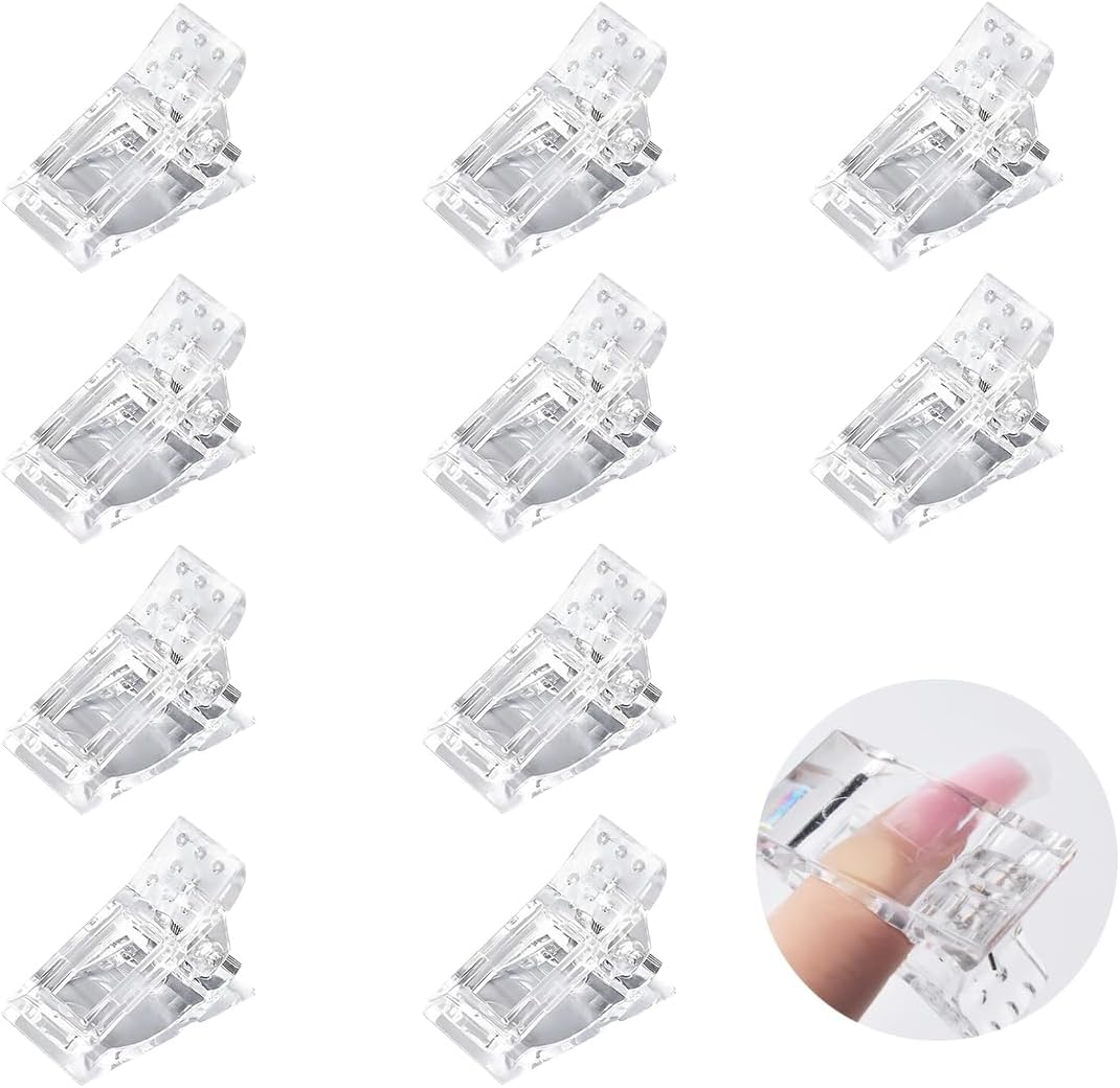 BIRLOZA Pack of 10 Polygel Nail Clips Nail Tips Clip Nail Tool Clip Nail Tips Clips Nail Clips for Poly Gel Nail Extension Nail Clips for Gel Nails (Transparent) image number 2