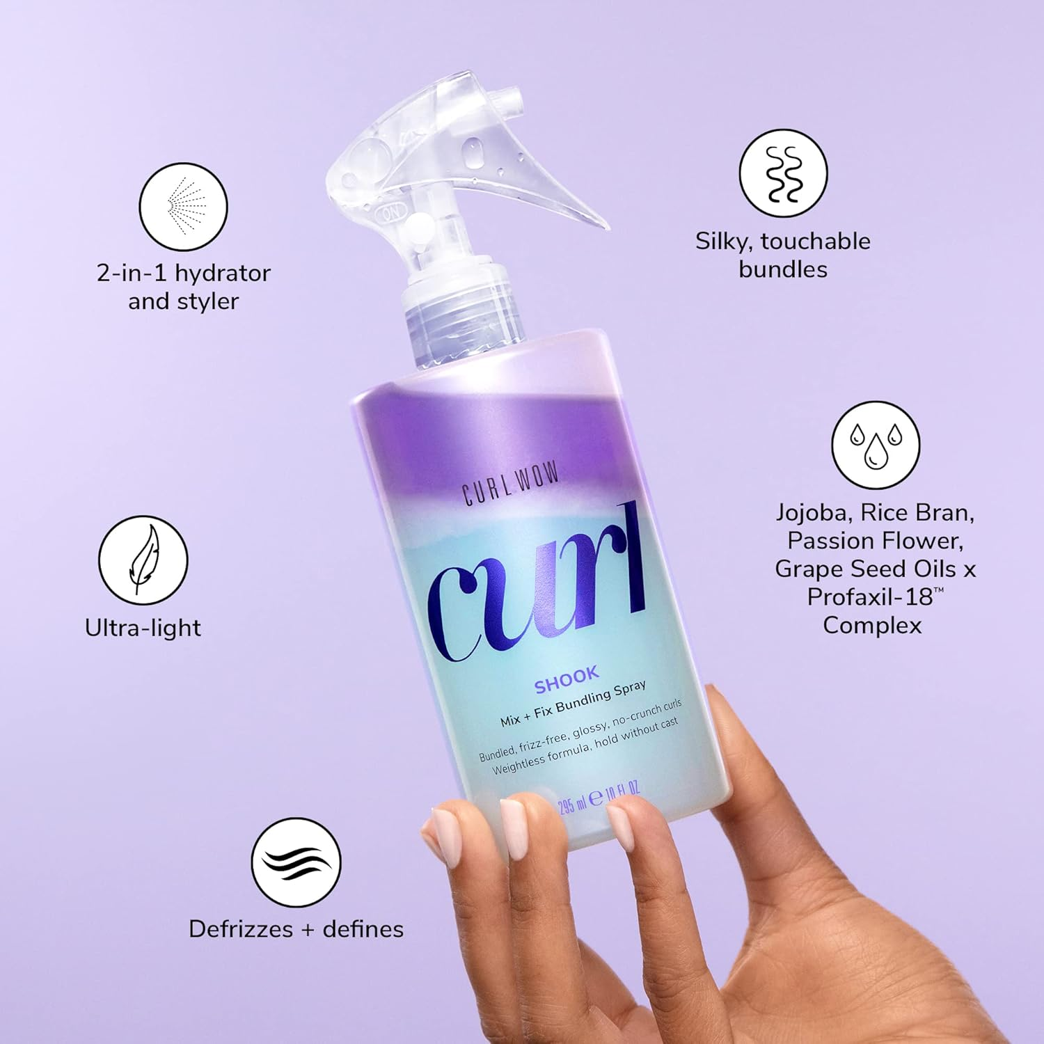 COLOR WOW Curl Wow Shook Mix + Fix Bundling Spray 295 Ml &ndash; Shake-To-Activate Spray Combines Powerful Hydrators + Crunch-Free Polymers for Perfectly Defined, Glossy, Frizz-Free Curls image number 6