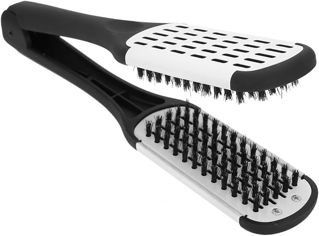 Peine Alisador De Cabello Cepillo Doble Cara Para Planchar Palo Plastico El Pelo Hair Straightening Clamps V Comb Straightener Professional V Shaped C image number 5
