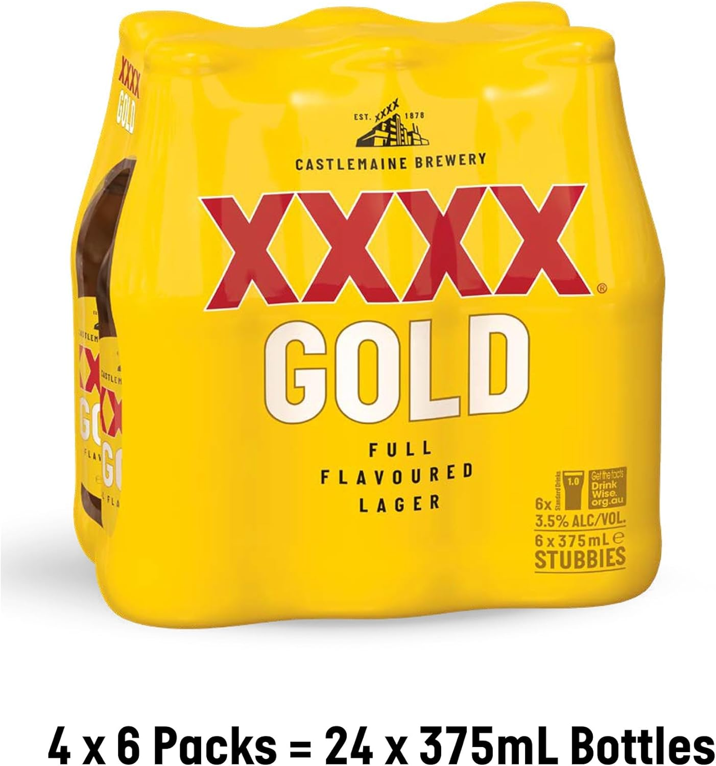 XXXX Gold Mid Strength Australian Lager Beer 3.5% ABV 24 Pack X 375 Ml Bottle Case image number 4