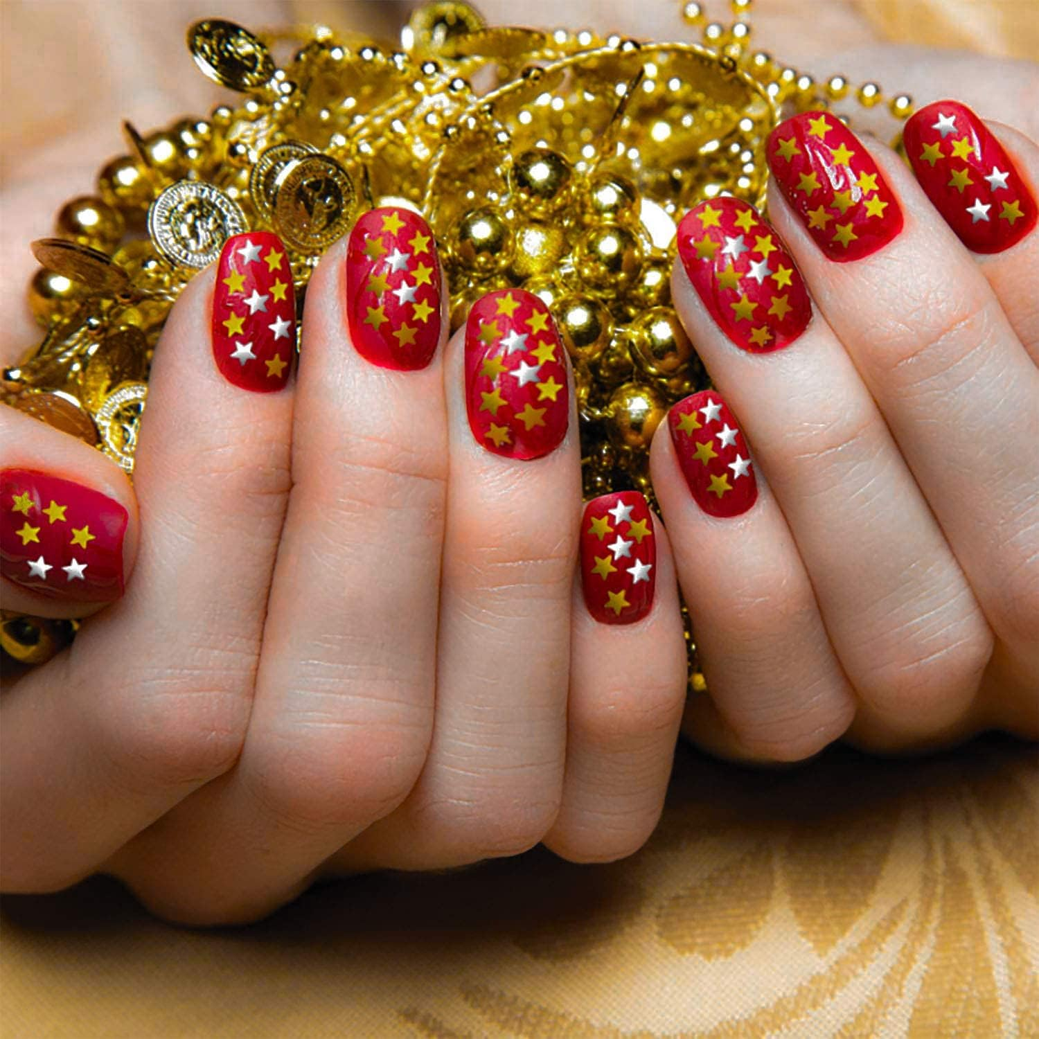 Art Craft Glitter, Star Shape Glitter Confetti for Christmas New Year Cards, Handcrafts, DIY Home Decoration, Party Festival, Nail Art- 0.35Oz (10G) (Gold) - Gold image number 2