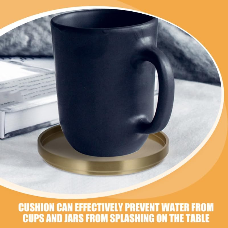TOPPERFUN 3Pces Brass Tea Holder Pad, 6.5Cm/2.55In Coffee Beverage Insulation Pad, Reusable round Tea Saucer for Office, Home image number 6