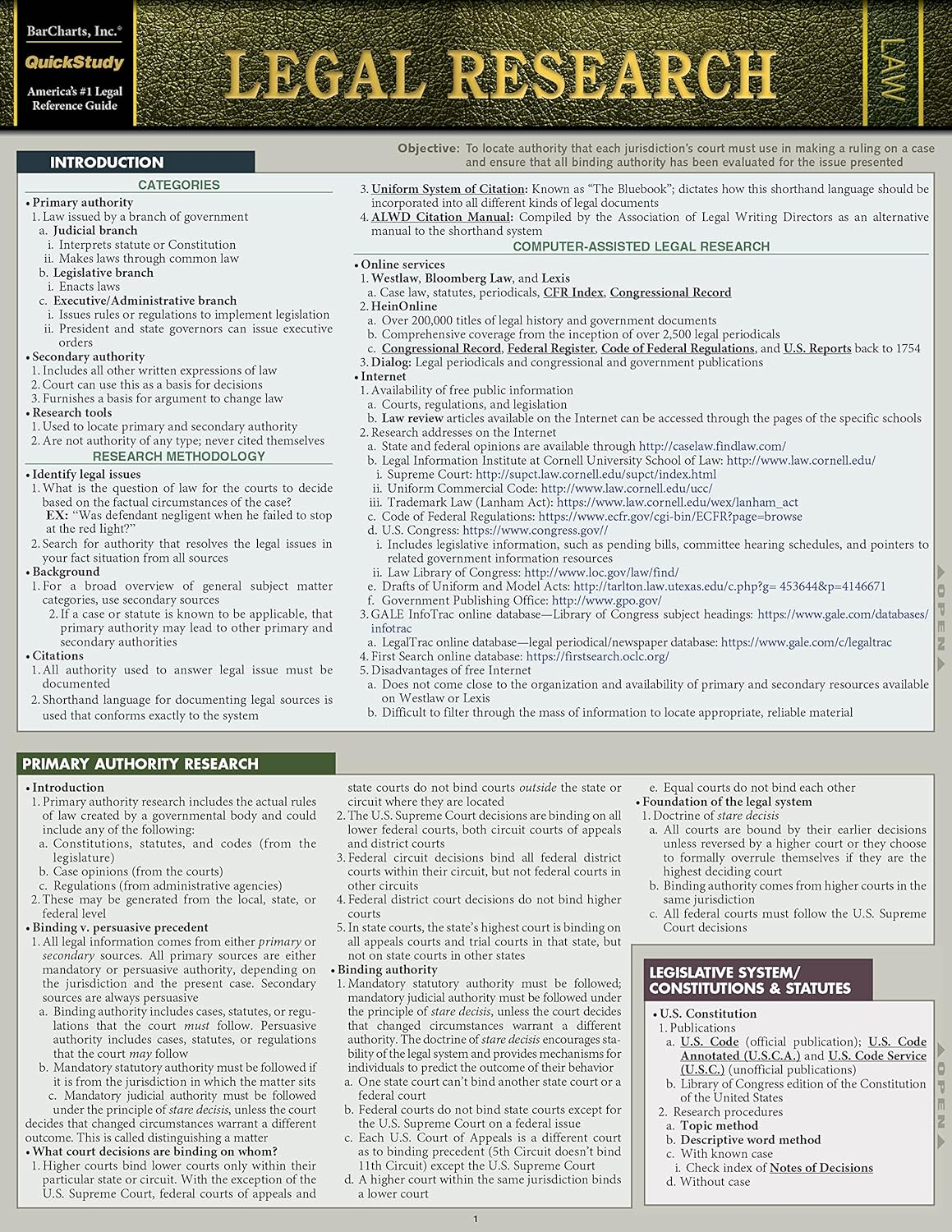 Legal Research: a Quickstudy Laminated Law Reference image number 2