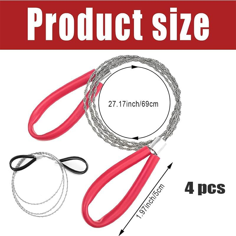 4Pcs Stainless Steel Wire Saw Emergency Saws,Pvc Pipe Cable Saw Stainless Steel Wire Saw Hand Pocket String Rope Saw, Cable Saw Metal Wire Saw Hand Pocket String Rope Saw PVC Pipe Cutting Tool image number 5