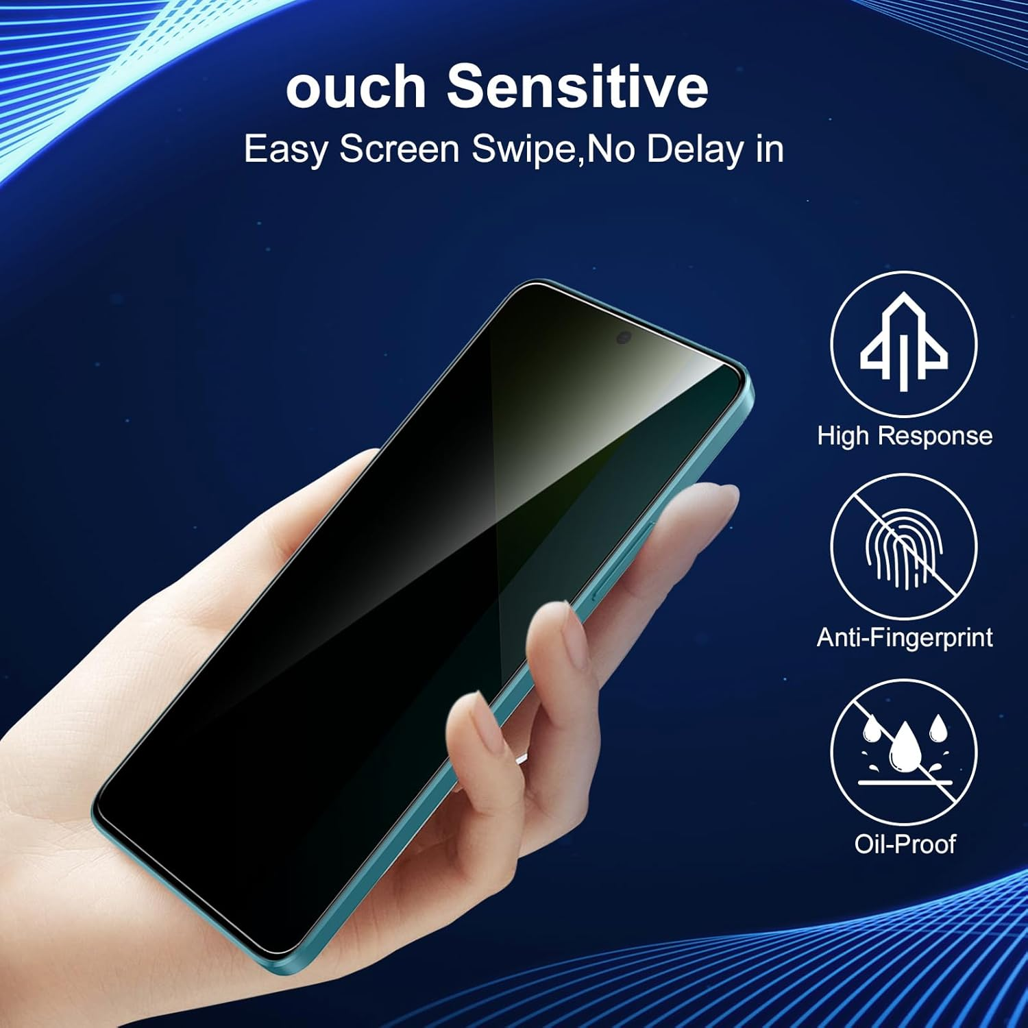 Phoona Privacy Screen Protector for Xiaomi Redmi Note 13 Pro 5G, Pack of 2, anti Spy Screen Protector, Privacy Screen Protector 9H Hardness Tempered Glass Bubble-Free Privacy Film