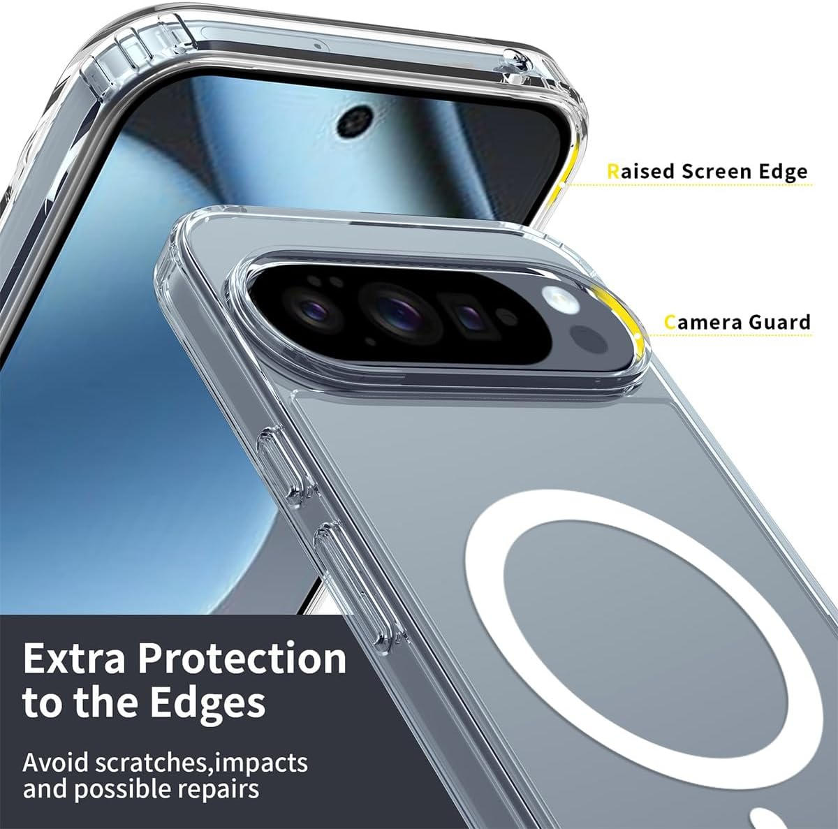 T Tersely Magnetic Case for Google Pixel 10 Pro XL 2025, Compatible with Magsafe, Scratch-Resistant Back, Anti-Scratch Clear Back Magnetic Phone Cover