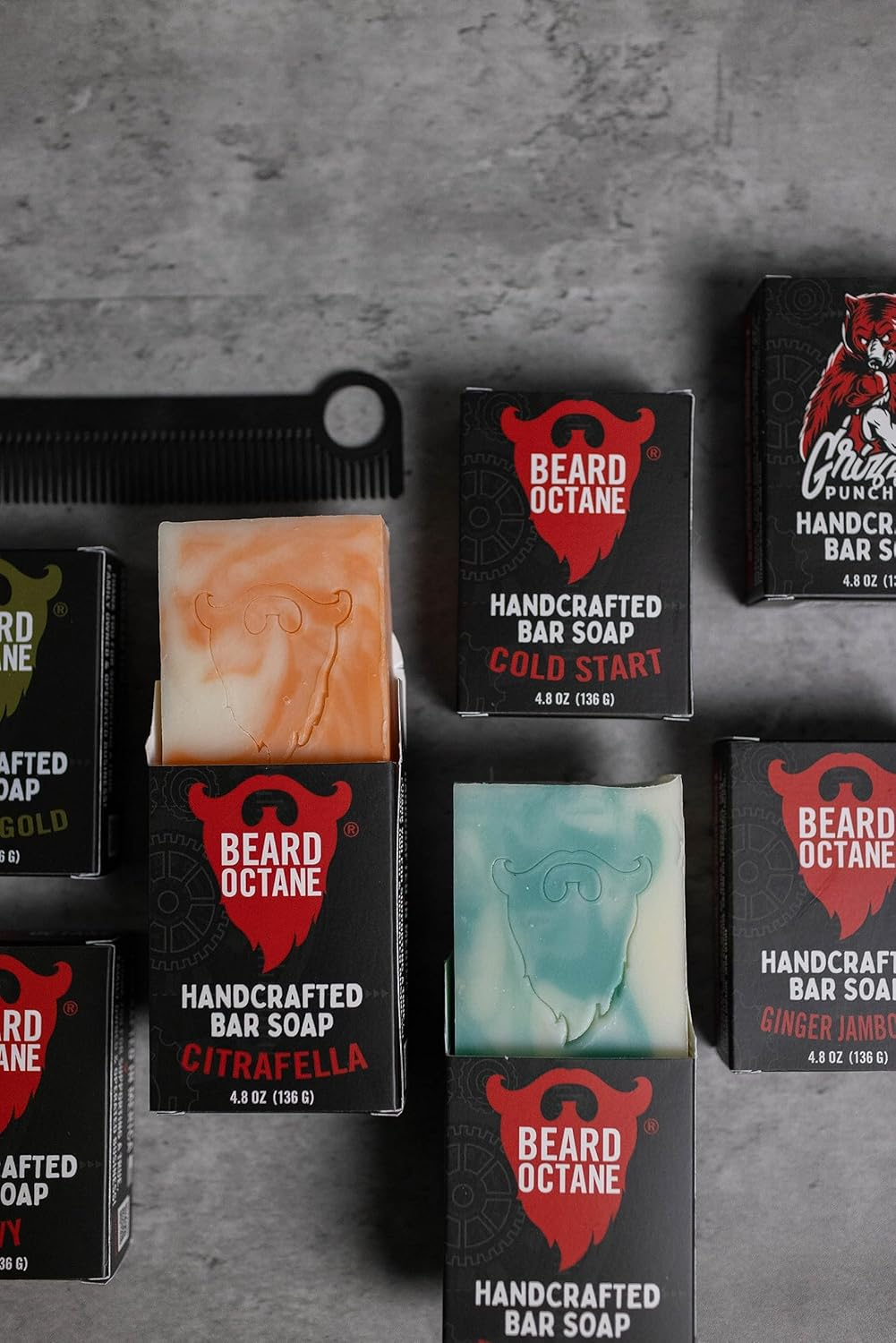Beard Octane: Grizzly Puncher Handcrafted Bar Soap ? 4.8 Oz Soap Bar - Cleans & Moisturizes W/Shea Butter - Healthy Softer Skin - Made in USA image number 3