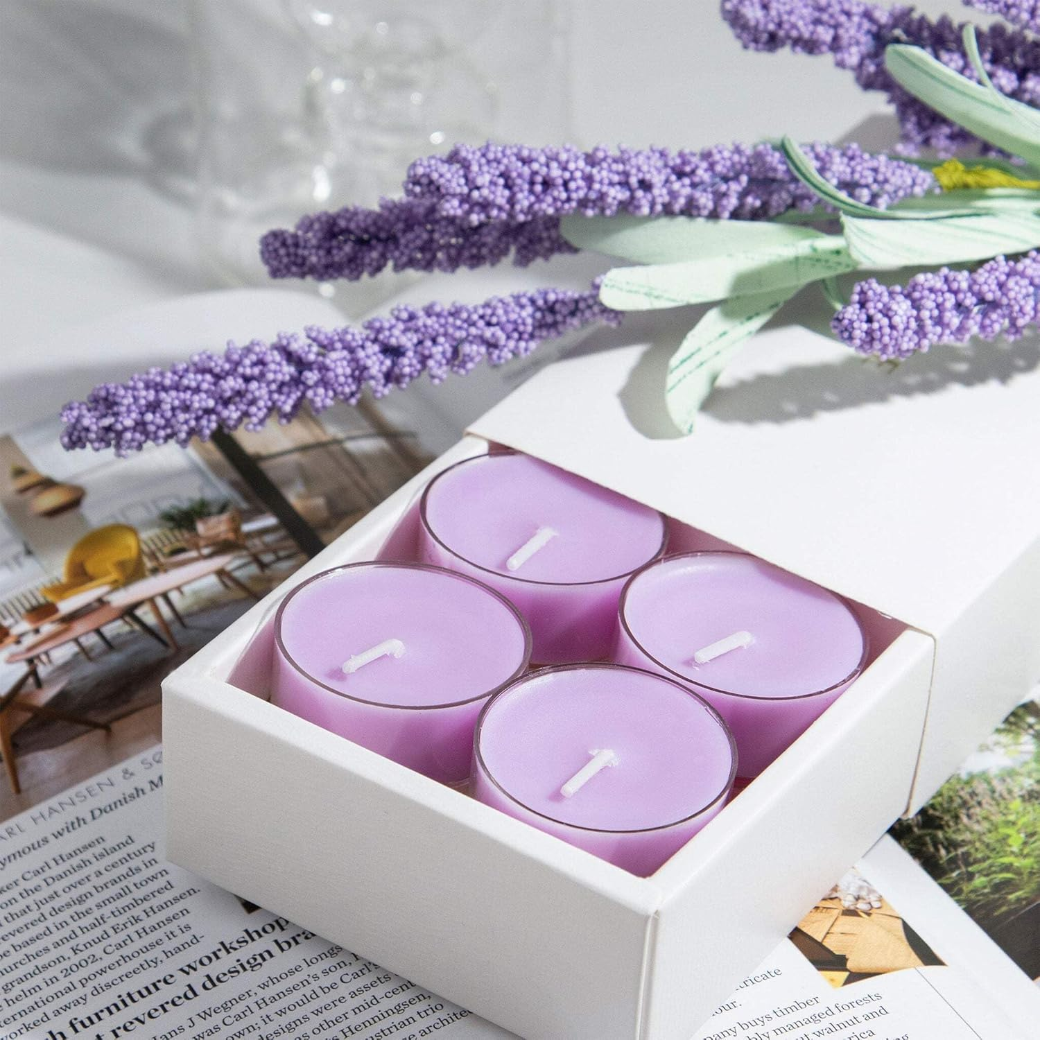 Lavender Scented Tealight Candles 16 Pack - Soy Wax, Herbaceous & Floral Aroma, Soothing & Calming, Eco-Friendly, Ideal for Relaxation & Tranquil D?Cor image number 2