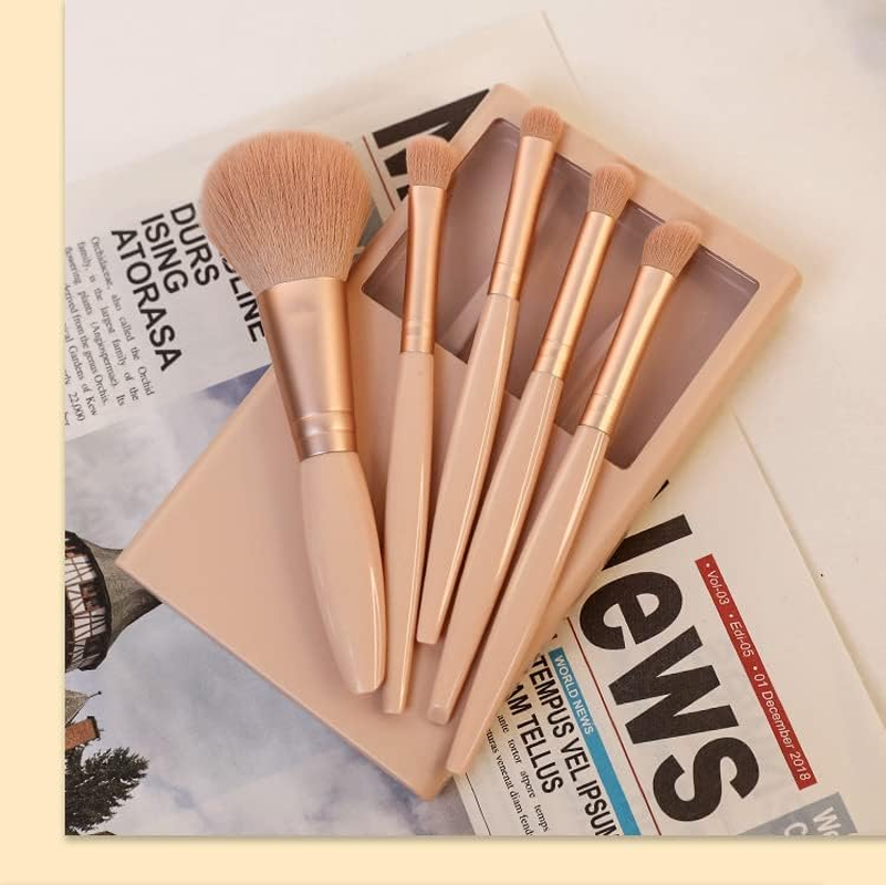 Travel Size Makeup Brushes Set, Easy-Taken Mini Makeup Brush Set with Case and Mirror for on the Go (Pink) - Grey image number 6