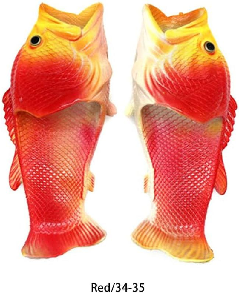 Funny Fish Slippers Children Adult Footwear Unique Design Family House Shoes Summer Beach Parent-Child Sandals Large Size, Red, 34-35 image number 5