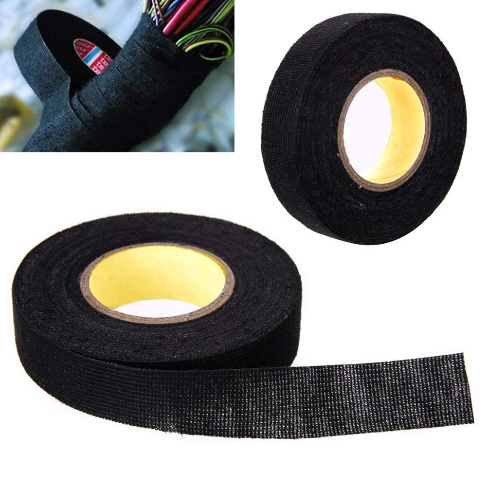 Wiring Harness Cloth Tape,Morechioce Car Waterproof Tape Noise Reduction Car Wiring Harness Tape Electrical Insulation Tape Heat-Resistant Adhesive for Car Motorcycle 25M X 3Cm,Black image number 3