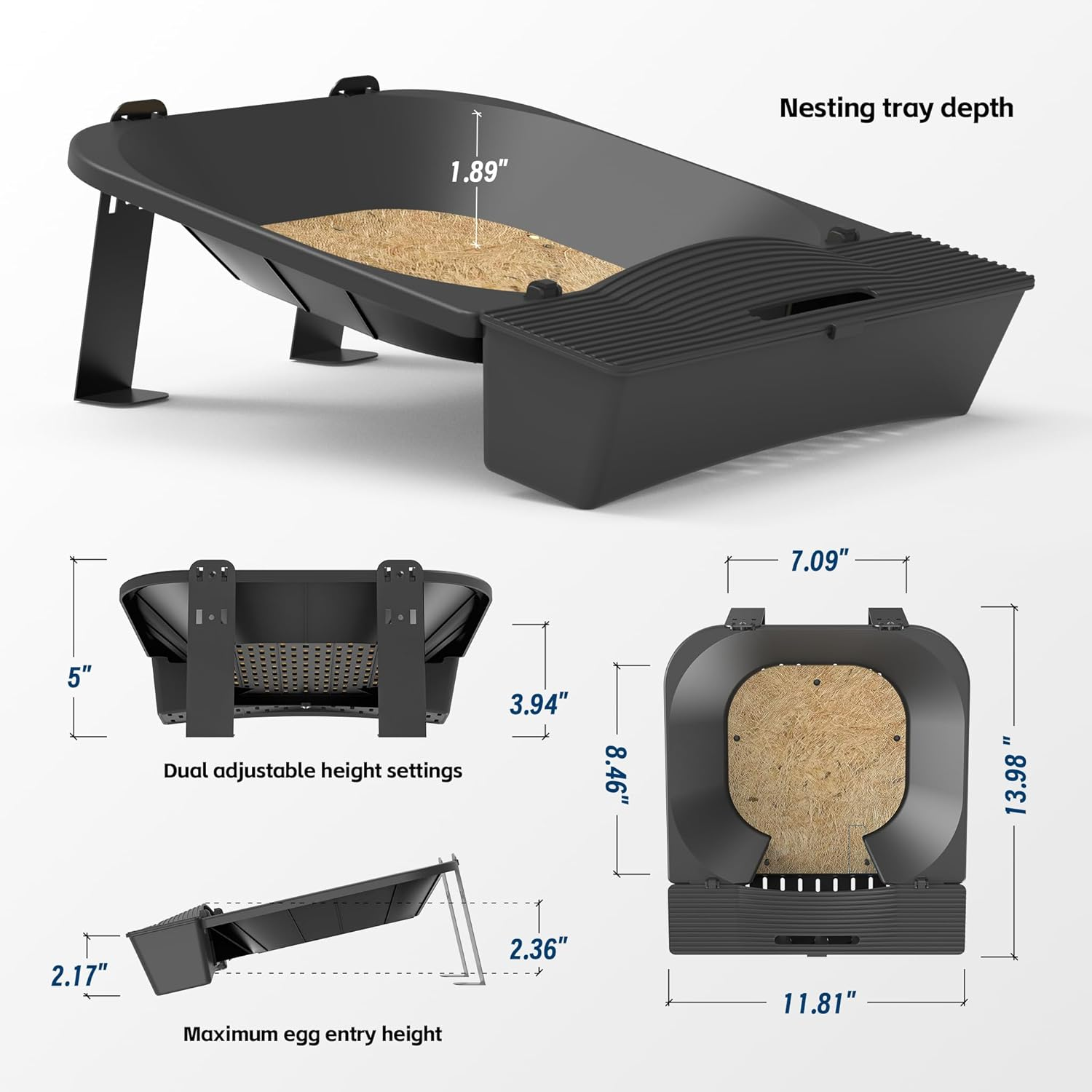 Rolling Nesting Box for Chicken Coop, 1-Pack with 3 Coconut Fiber Mats Replaceable Chicken Coop Accessories, Automatic Egg Collection for Backyard Poultry (Black) image number 6