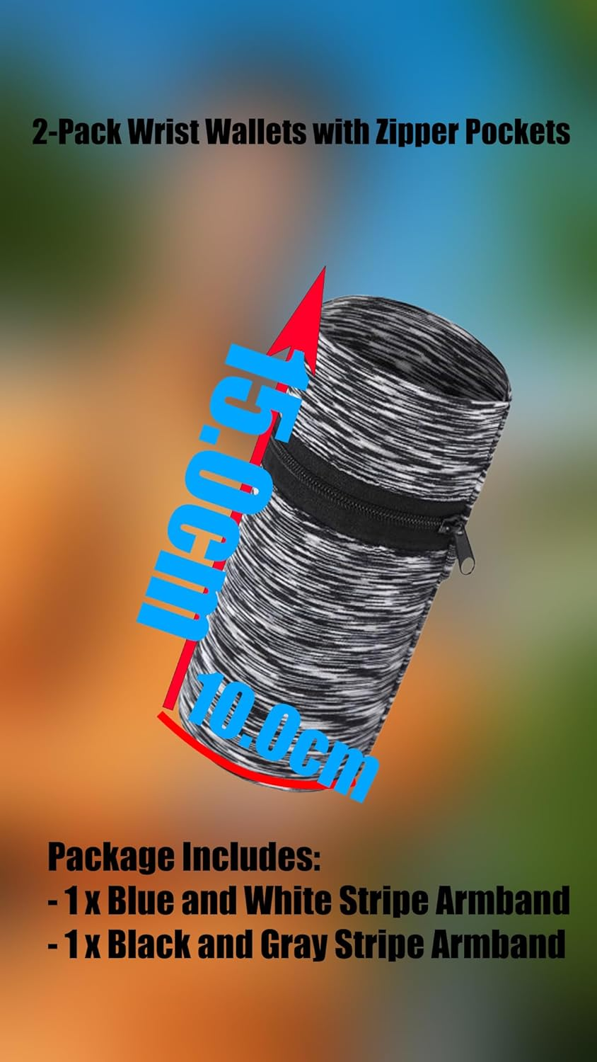 2-Pack Wrist Wallets with Zipper Pockets Lightweight Phone Armbands for Cash, Keys, ID for Running, Hiking, Jogging, Travel Secure & Comfortable Cellphone Sleeves image number 1