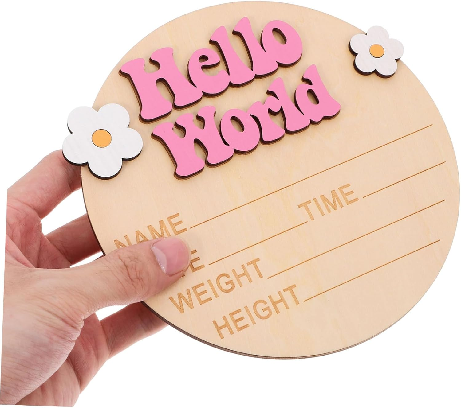 DECHOUS Wood Announcement Sign for Newborn Birth Nursery Plaque with Delicate Printing Versatile Newborn Welcome Photo Prop and Milestone Keepsake image number 6