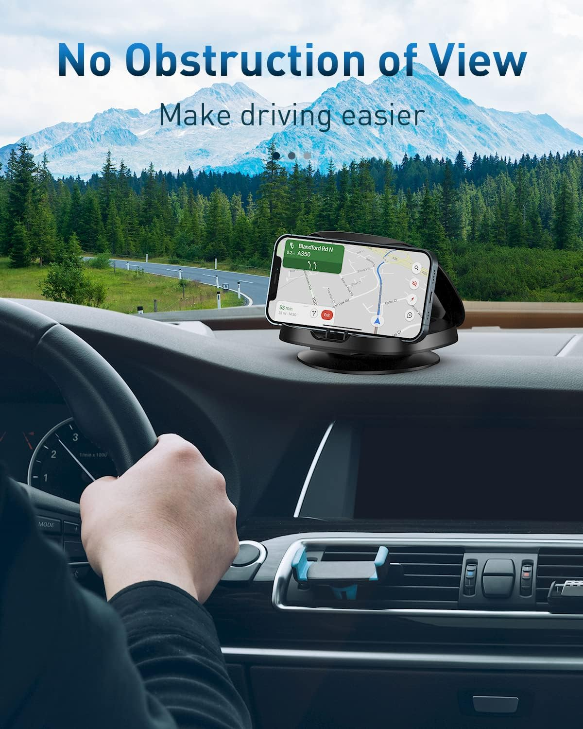 Car Phone Holder, 360&deg; Rotatable Phone Holder for Car Dashboard, Horizontal & Vertical Viewing Car Phone Mount，Washable Reusable Car Mobile Phone Holder, for Iphone Samsung Android Smartphones (Black - Red image number 4