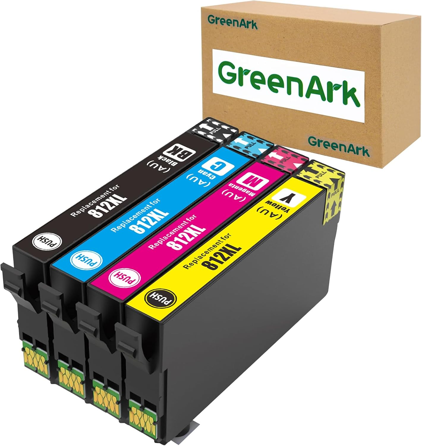 Greenark 812XL Compatible for Epson 812 XL T812XL Ink Cartridges Replacement for Epson Workforce Pro WF-3820 WF-3825 WF-4830 WF-7830 (BK C M Y)
